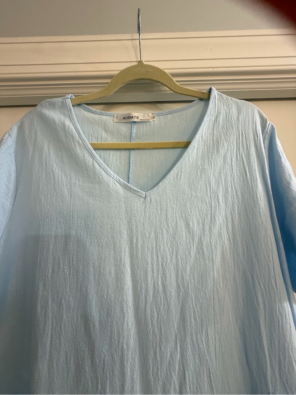 Light Blue Relaxed Short-Sleeve Midi Dress - Picture 3 of 6
